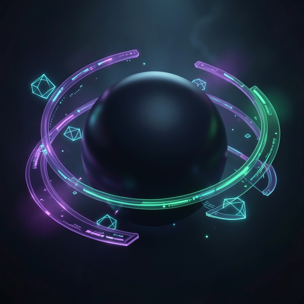 Futuristic abstract digital knowledge hub visualization
